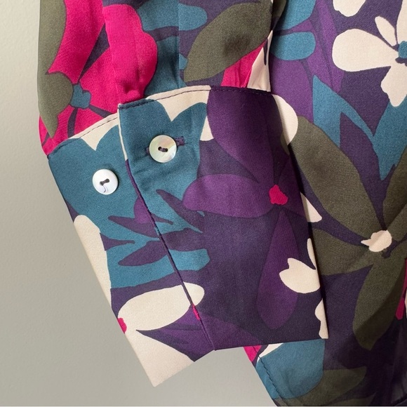 HAVER & BLAIR LONDON RETRO LONG SLEEVE BUTTON UP BLOUSE SIZE XS - Picture 4 of 7